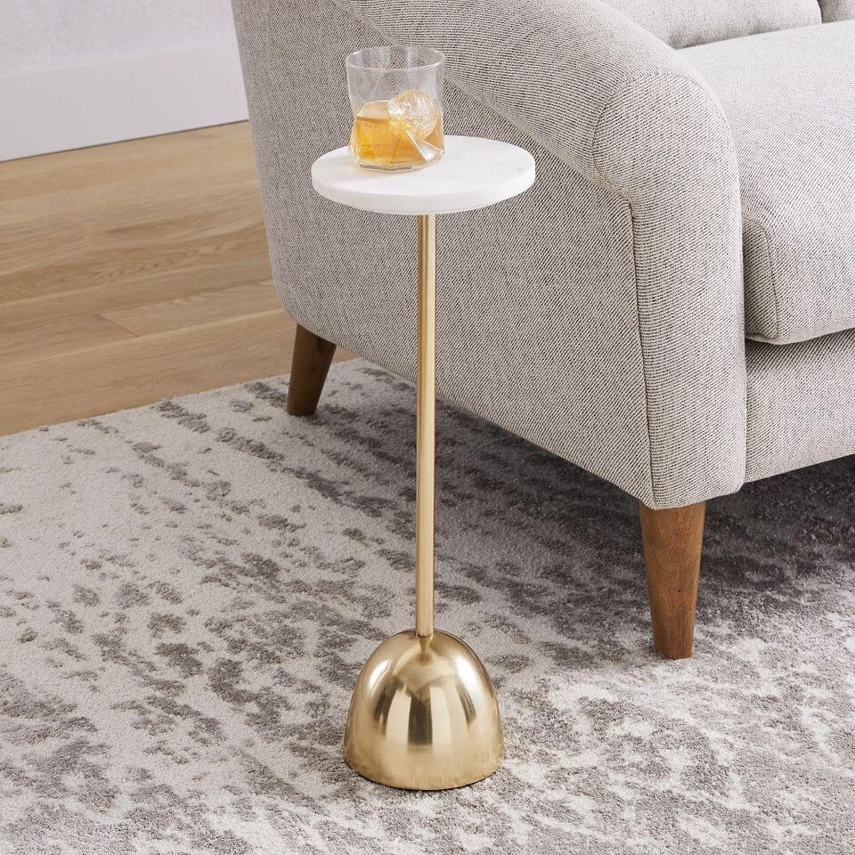 Marble + Brass Drink Table - Round | west elm Australia